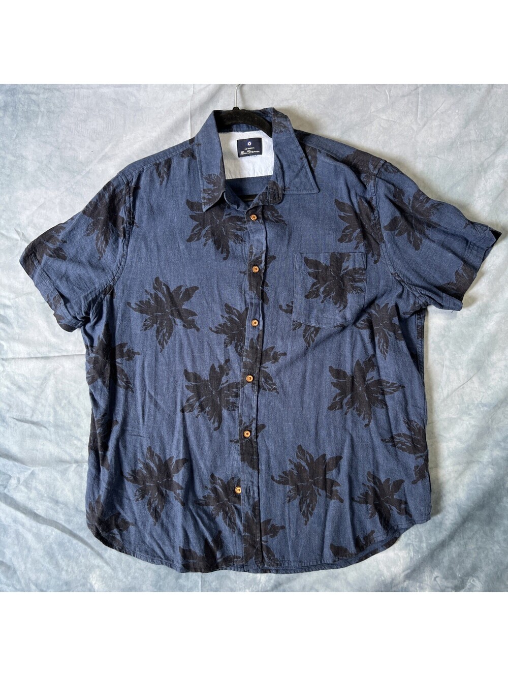 Ben Sherman Dark Blue Hawaiian Style Shirt L - 1012-1M